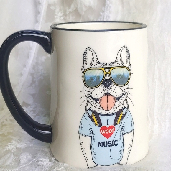 Music Loving Terrier Pup Ceramic Coffee Mug - Picture 2 of 11
